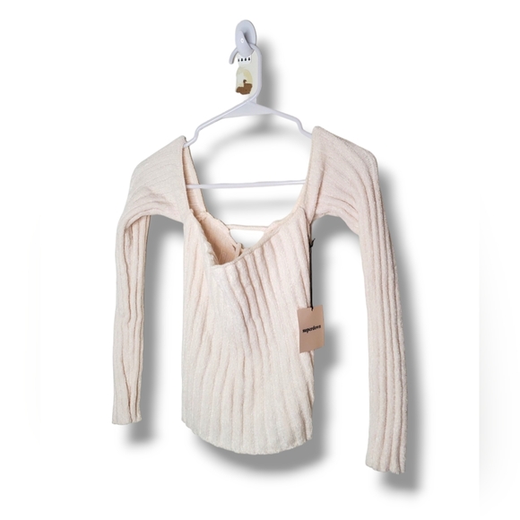 NWT Revolve Superdown Sherrie Lace Up Back Sweater in Ivory Sz S - Picture 6 of 12
